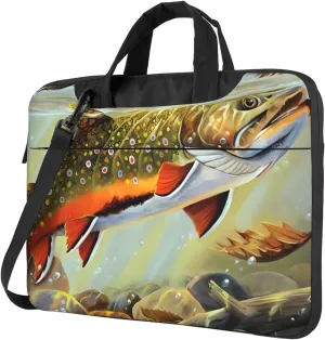 Brook Trout Fly Fishing Ultra-thin portable shoulder laptop bag Stylish and Protective Shockproof soft lining