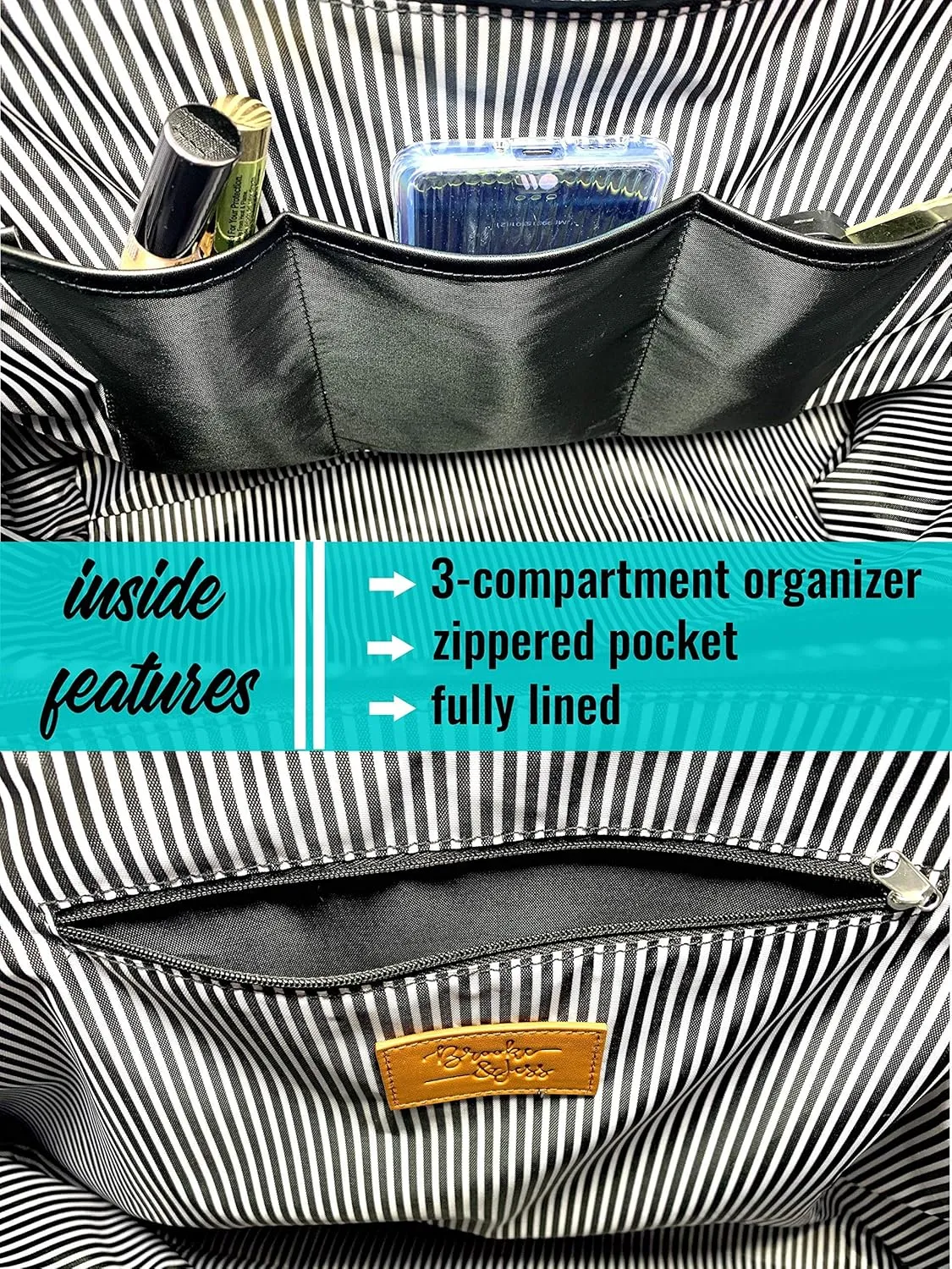 Brooke & Jess - Boss Lady Zippered Pocket Canvas Tote Bag - Gift Ideas for Female Bosses, Thank You Office Appreciation Gift