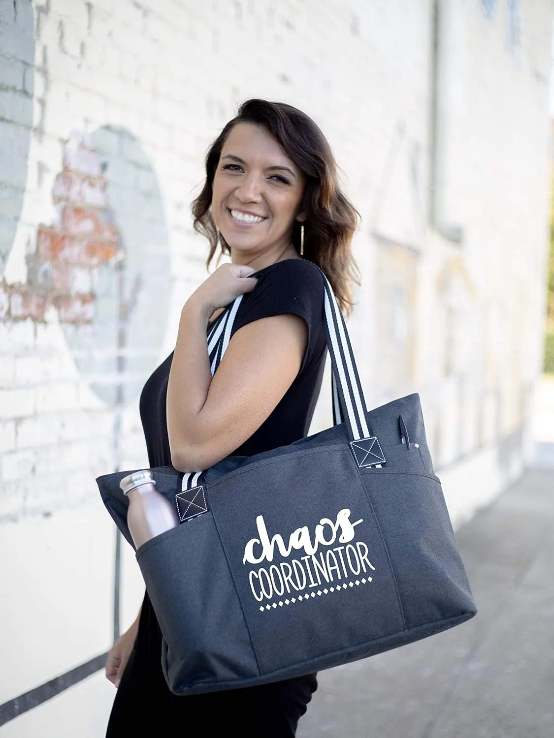 Brooke & Jess - Boss Lady Zippered Pocket Canvas Tote Bag - Gift Ideas for Female Bosses, Thank You Office Appreciation Gift