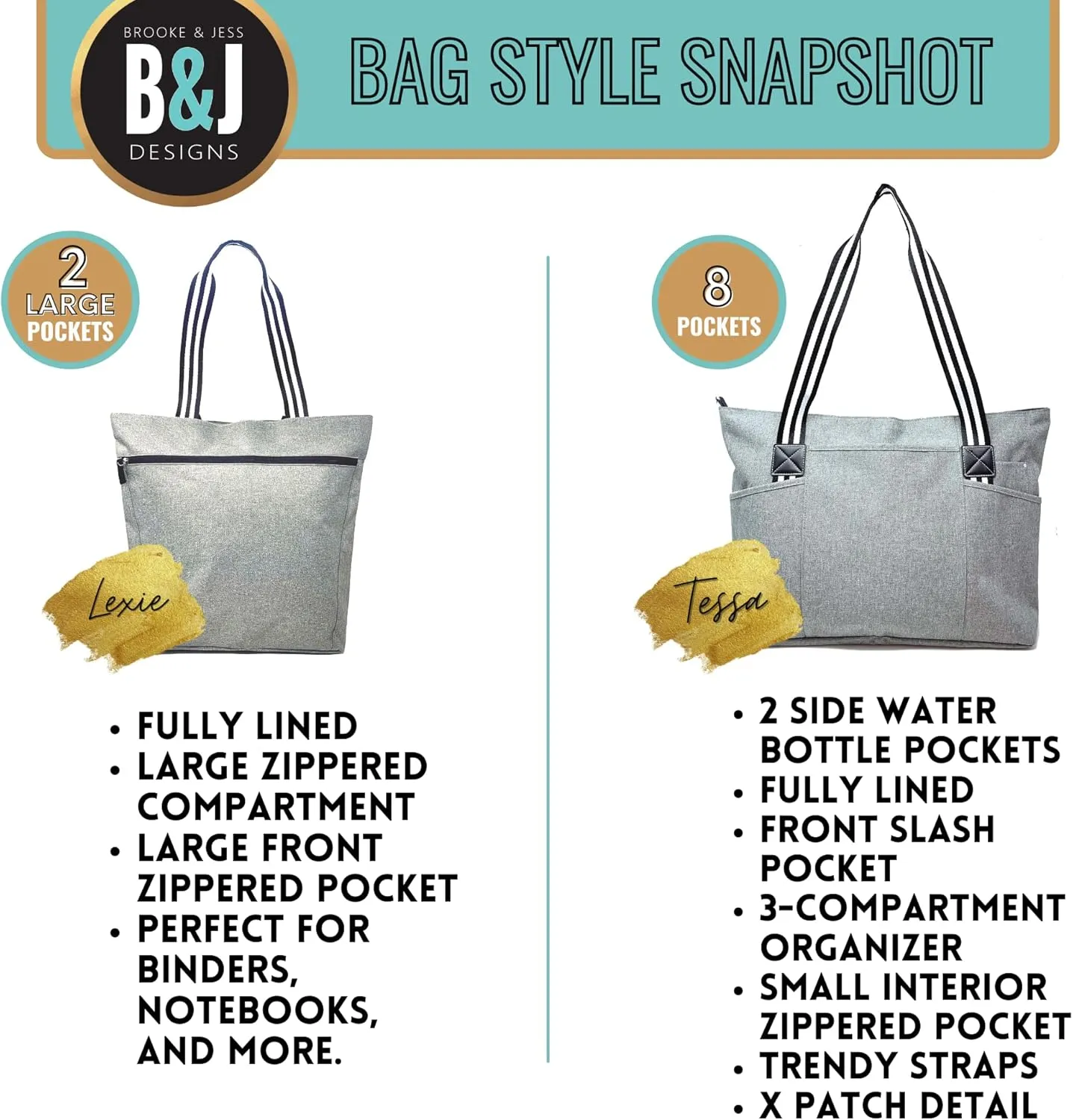 Brooke & Jess - Boss Lady Zippered Pocket Canvas Tote Bag - Gift Ideas for Female Bosses, Thank You Office Appreciation Gift