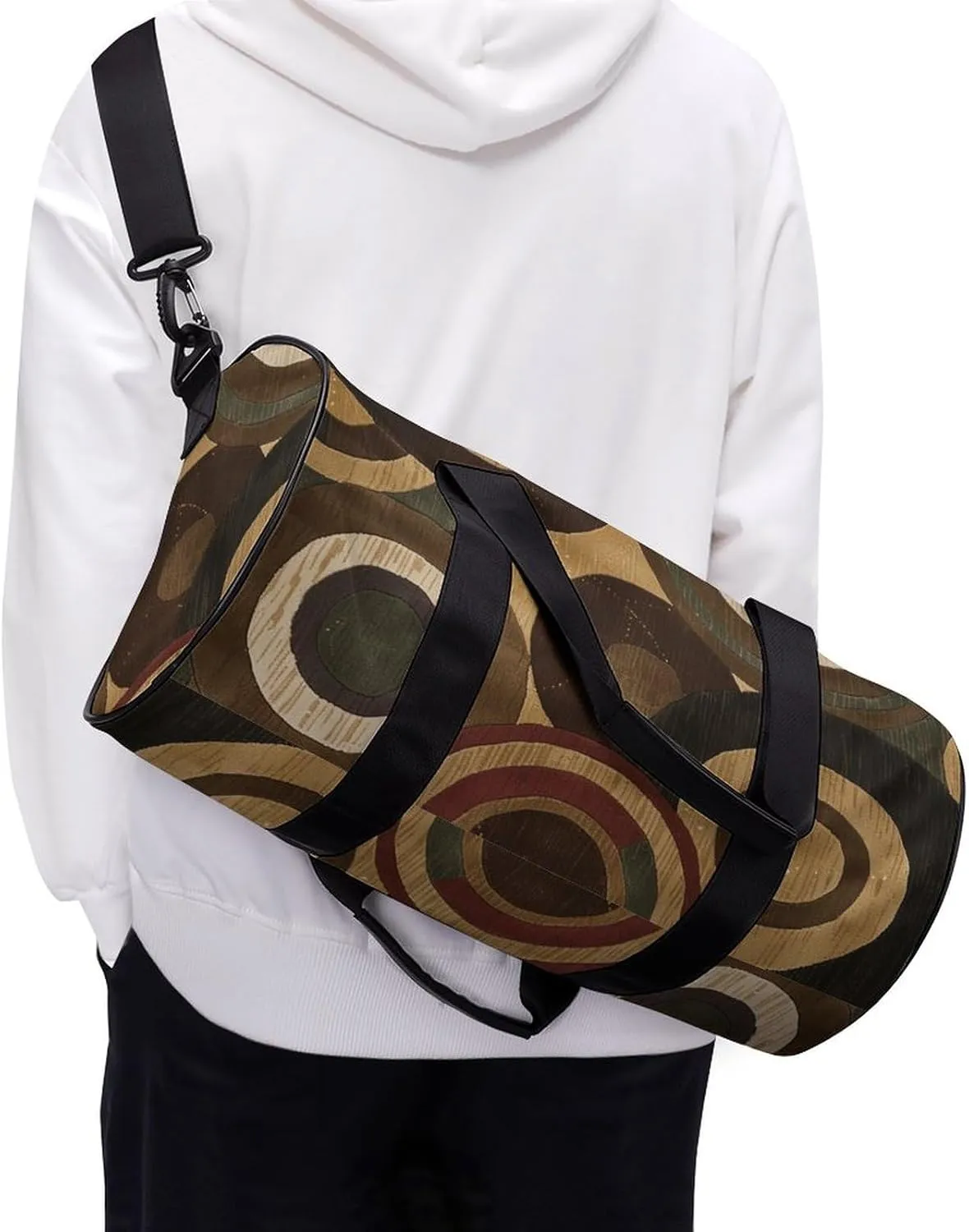 Brown And Tan Gym Bag Small Travel Duffle Bag with Compartment Carry On Weekender Bag for Women Men
