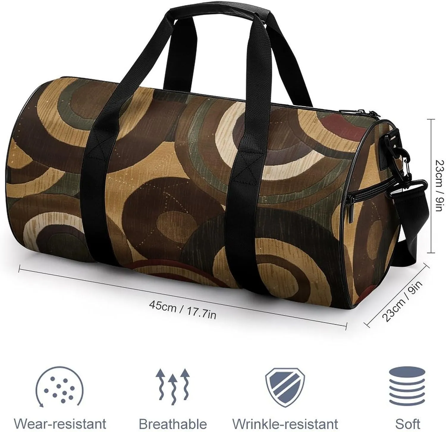 Brown And Tan Gym Bag Small Travel Duffle Bag with Compartment Carry On Weekender Bag for Women Men