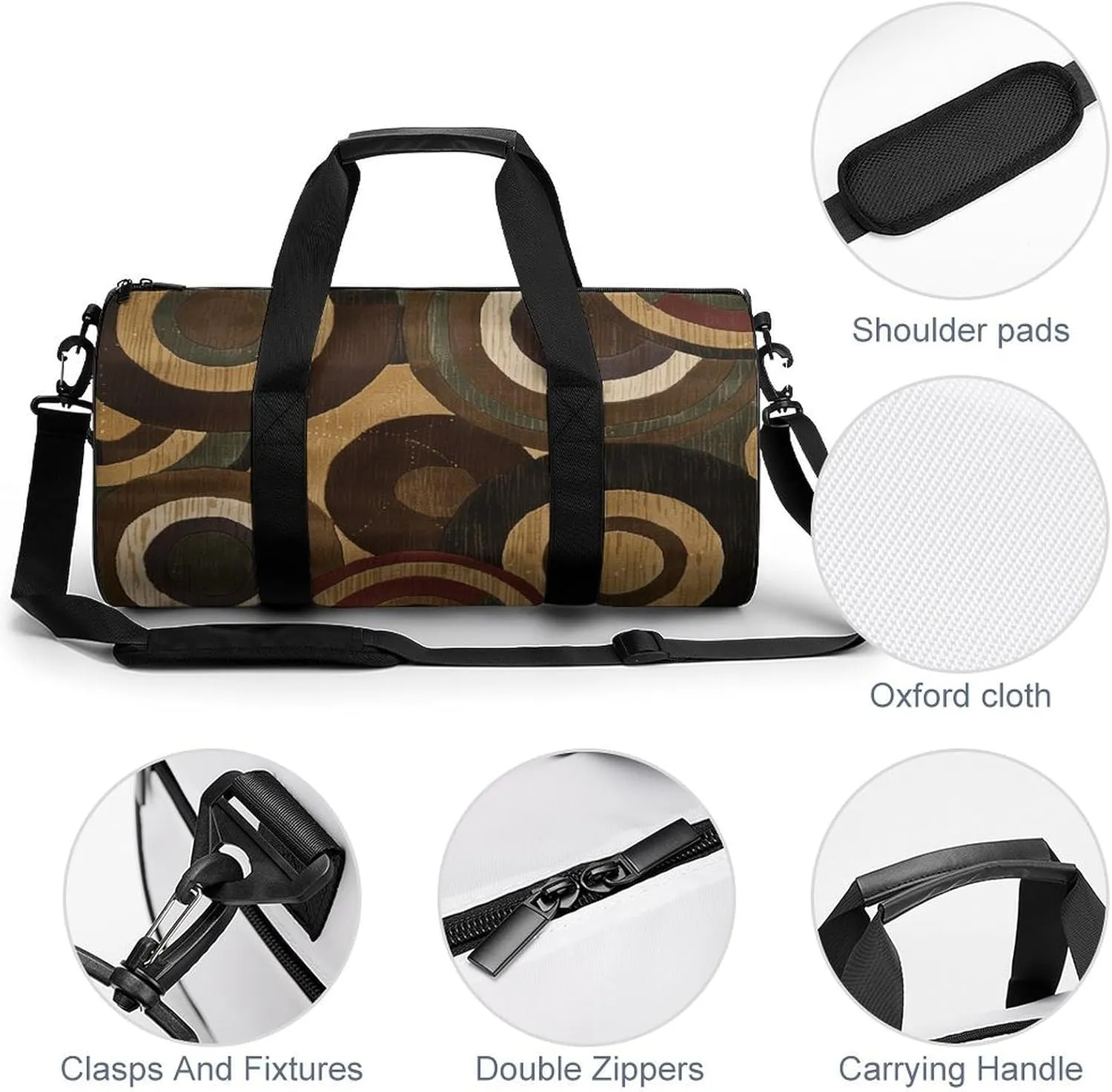 Brown And Tan Gym Bag Small Travel Duffle Bag with Compartment Carry On Weekender Bag for Women Men