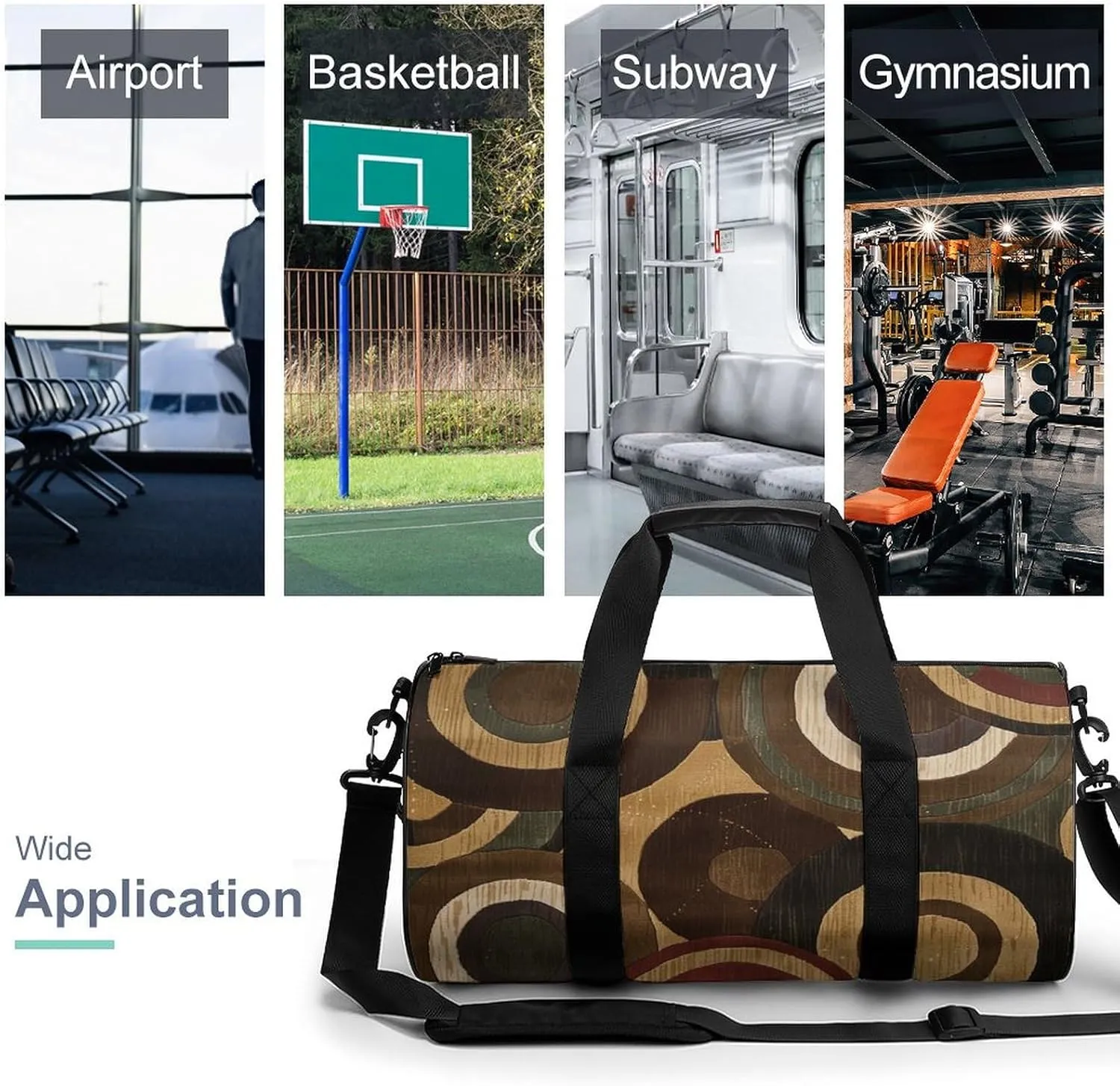 Brown And Tan Gym Bag Small Travel Duffle Bag with Compartment Carry On Weekender Bag for Women Men