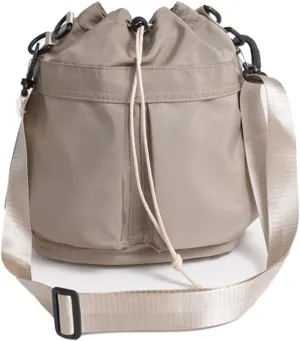 Bucket Bag for Women - Waterproof Nylon Tote Handbag with Drawstring Closure - Casual Shoulder Bag with Top Handle
