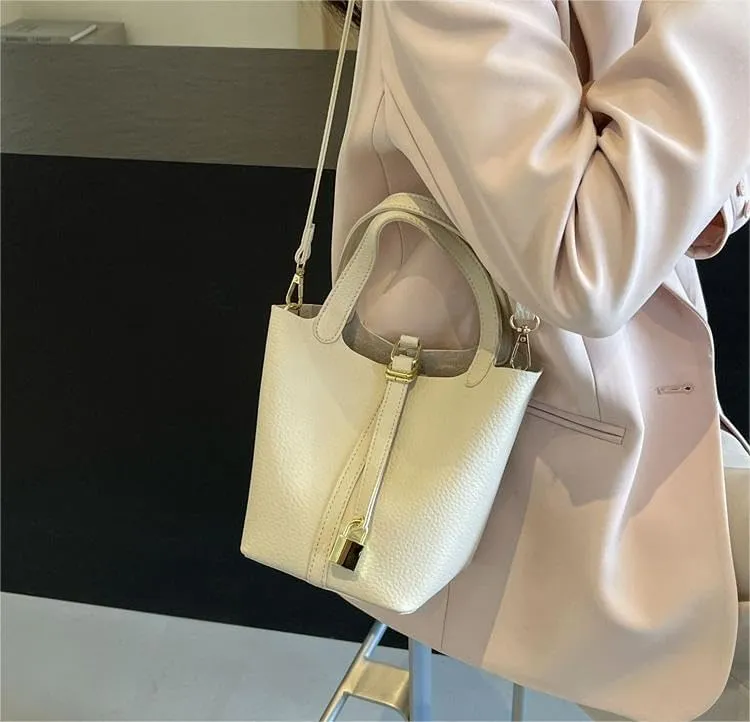 Bucket bag soft leather handbags versatile underarm Purses adjustable shoulder strap