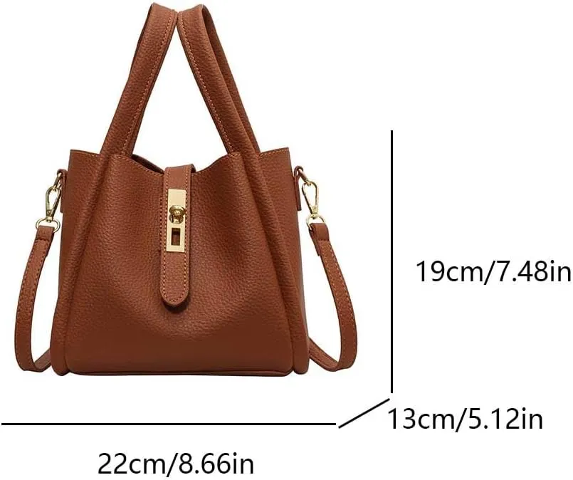 Bucket Bags for Women - Leather Crossbody Bucket Purse Small Handbag Trendy Vintage Shoulder Bag with Small Purse