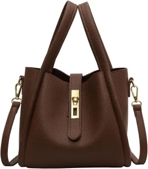 Bucket Bags for Women - Leather Crossbody Bucket Purse Small Handbag Trendy Vintage Shoulder Bag with Small Purse