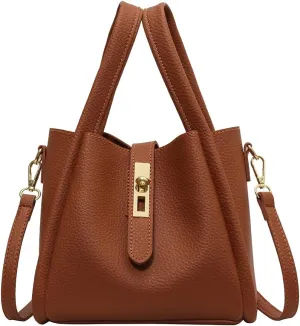 Bucket Bags for Women - Leather Crossbody Bucket Purse Small Handbag Trendy Vintage Shoulder Bag with Small Purse