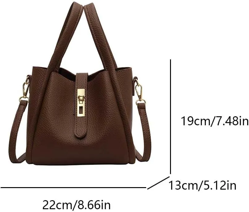 Bucket Bags for Women - Leather Crossbody Bucket Purse Small Handbag Trendy Vintage Shoulder Bag with Small Purse