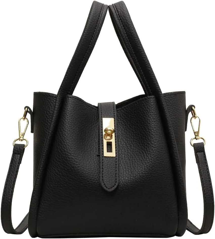 Bucket Bags for Women - Leather Crossbody Bucket Purse Small Handbag Trendy Vintage Shoulder Bag with Small Purse