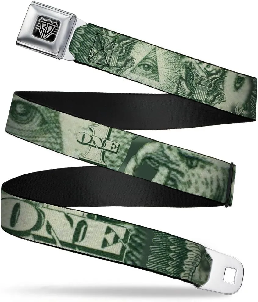 Buckle-Down Seatbelt Belt - One Dollar Bill Eye of Providence/Bald Eagle C/U - 1.0" Wide - 20-36 Inches in Length