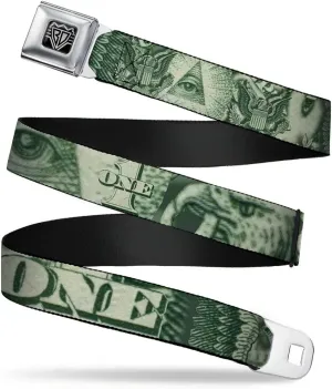 Buckle-Down Seatbelt Belt - One Dollar Bill Eye of Providence/Bald Eagle C/U - 1.0" Wide - 20-36 Inches in Length