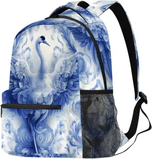 Budxapjw Animal Crane Travel Laptop Backpack for Women Men Vintage Flower Waterproof Bag with Adjustable Padded Shoulder Straps for Business Work Travel Hiking Camping