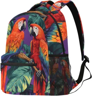 Budxapjw Animal Parrot Travel Laptop Backpack for Women Men Palm Tree Waterproof Bag with Adjustable Padded Shoulder Straps for Business Work Travel Hiking Camping