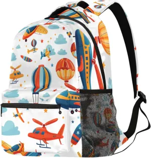 Budxapjw Cartoon Airplane Travel Laptop Backpack for Women Men Colorful Airplane Waterproof Bag with Adjustable Padded Shoulder Straps for Business Work Travel Hiking Camping