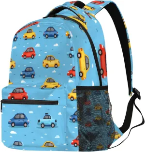 Budxapjw Cartoon Car Travel Laptop Backpack for Women Men Colorful Car Waterproof Bag with Adjustable Padded Shoulder Straps for Business Work Travel Hiking Camping