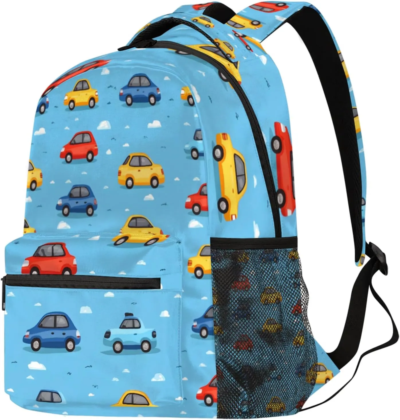 Budxapjw Cartoon Car Travel Laptop Backpack for Women Men Colorful Car Waterproof Bag with Adjustable Padded Shoulder Straps for Business Work Travel Hiking Camping