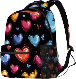Budxapjw Colorful Heart Travel Laptop Backpack for Women Men Heart Pattern Waterproof Bag with Adjustable Padded Shoulder Straps for Business Work Travel Hiking Camping