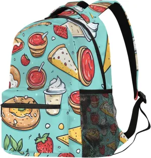 Budxapjw Food Pizza Travel Laptop Backpack for Women Men Cartoon Pattern Waterproof Bag with Adjustable Padded Shoulder Straps for Business Work Travel Hiking Camping