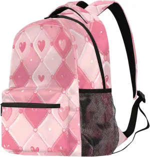 Budxapjw Heart Shape Travel Laptop Backpack for Women Men Geometric Pattern Waterproof Bag with Adjustable Padded Shoulder Straps for Business Work Travel Hiking Camping