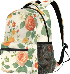 Budxapjw Spring Flowers Travel Laptop Backpack for Women Men Colorful Florals Waterproof Bag with Adjustable Padded Shoulder Straps for Business Work Travel Hiking Camping