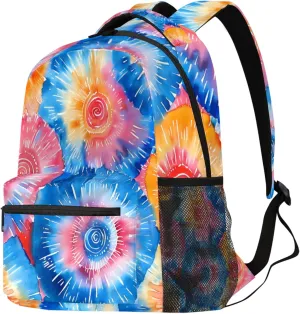 Budxapjw Tie Dye Flower Travel Laptop Backpack for Women Men Tie Dye Art Waterproof Bag with Adjustable Padded Shoulder Straps for Business Work Travel Hiking Camping