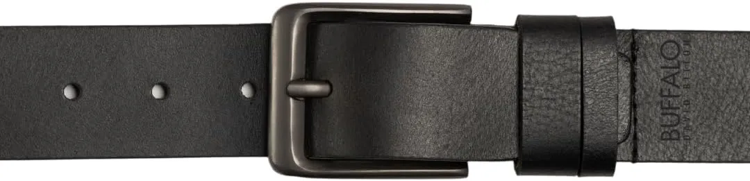 Buffalo David Bitton Mens Belt | Black Belt/Dark Brown Belt | 100% Genuine Leather Belt | Casual Jeans Belts