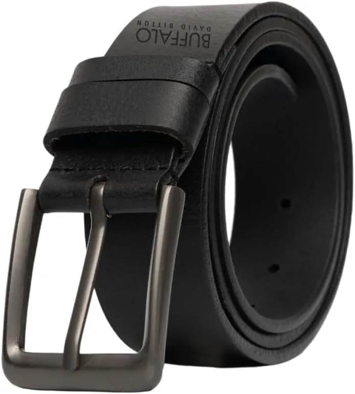 Buffalo David Bitton Mens Belt | Black Belt/Dark Brown Belt | 100% Genuine Leather Belt | Casual Jeans Belts