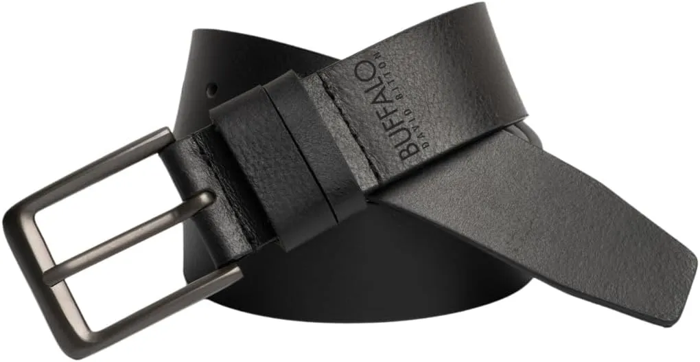 Buffalo David Bitton Mens Belt | Black Belt/Dark Brown Belt | 100% Genuine Leather Belt | Casual Jeans Belts