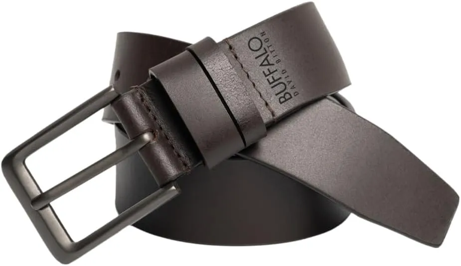 Buffalo David Bitton Mens Belt | Black Belt/Dark Brown Belt | 100% Genuine Leather Belt | Casual Jeans Belts