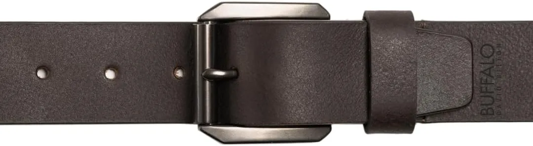 Buffalo David Bitton Mens Belt | Black Belt/Dark Brown Belt | 100% Genuine Leather Belt | Mens Belts for Jeans