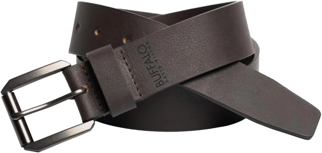 Buffalo David Bitton Mens Belt | Black Belt/Dark Brown Belt | 100% Genuine Leather Belt | Mens Belts for Jeans