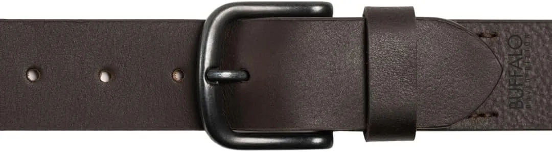 Buffalo David Bitton Mens Belt | Black Belt/Dark Brown Belt | Black Belt Buckle | 100% Genuine Leather Belt | Jean Belt