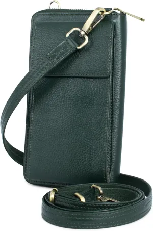 BULL GUARD Crossbody Leather Wallet Phone Purse, Anti Theft and RFID Blocking, Small Elegant Design for Travel