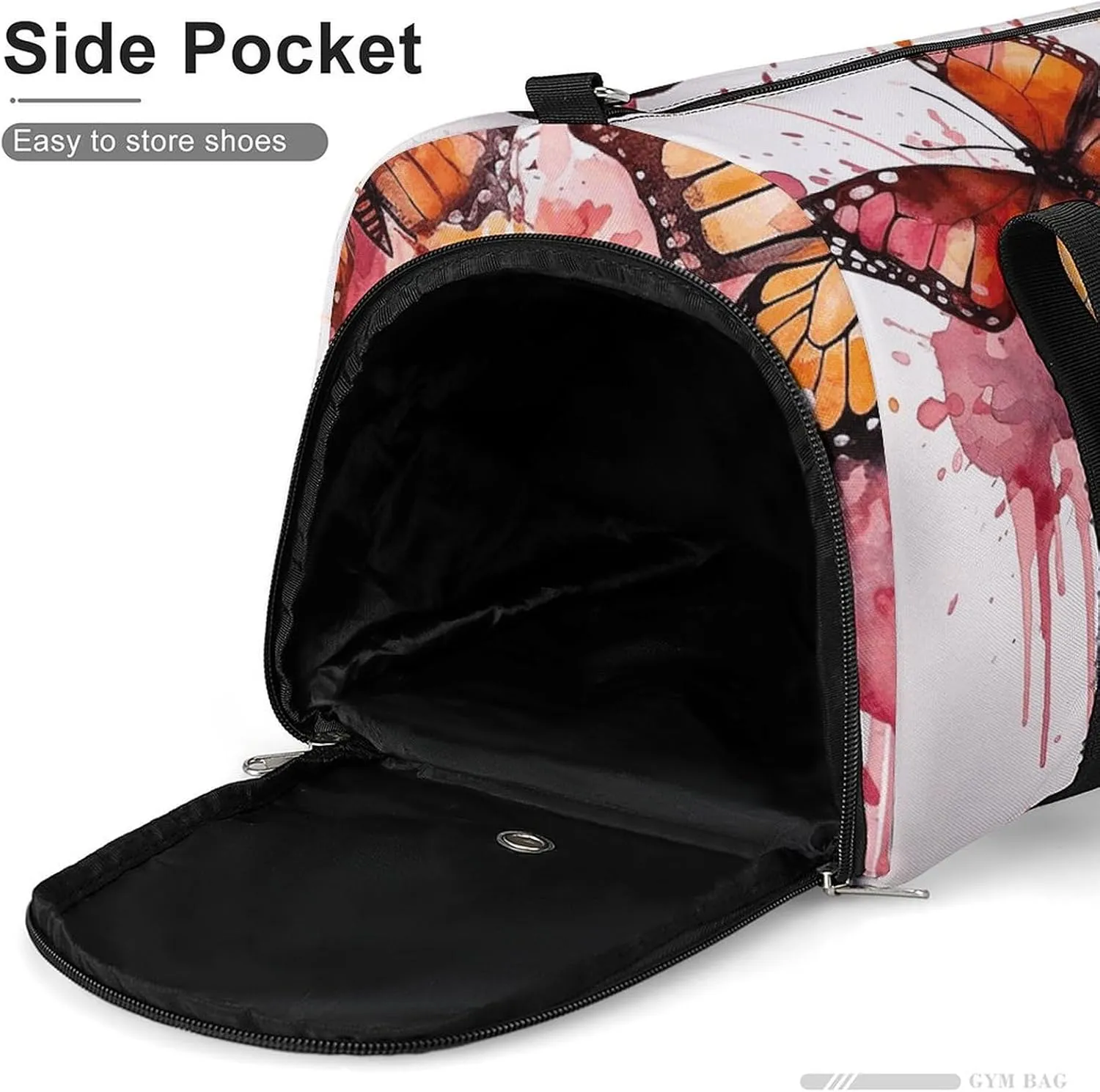 Butterfly Drip Spray Watercolor Sports Gym Bag Carry on Holdalls for Men Small Duffel Bags for Women with Shoe Compartment