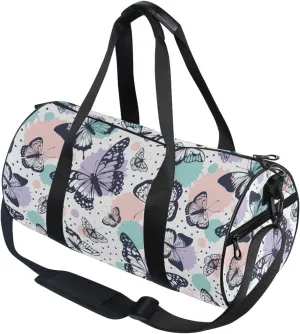 Butterfly Round Duffel Sports Bag Lightweight with Inner Pocket Gym Bag for Men Women Duffle Bag for Travel Sports