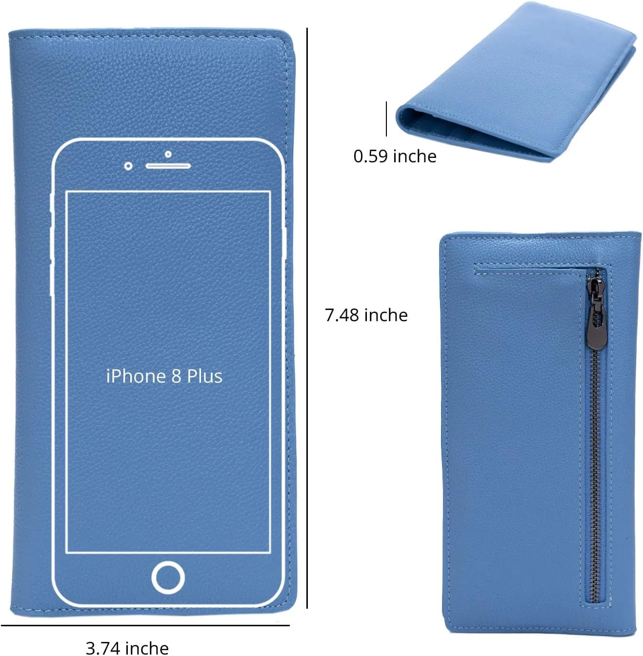 Bveyzi Ultra Slim Thin Leather RFID Blocking Credit Card Holder Bifold Clutch Wallets for Women