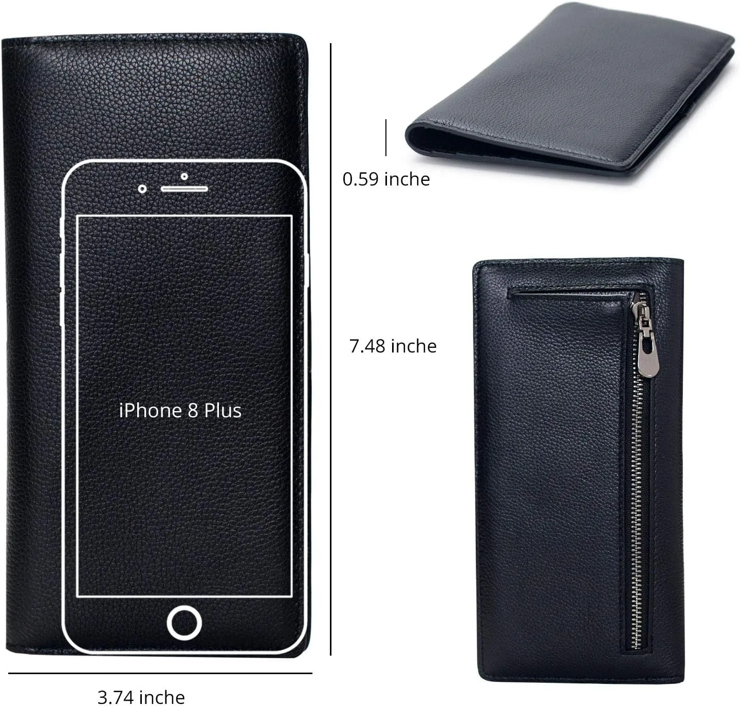 Bveyzi Ultra Slim Thin Leather RFID Blocking Credit Card Holder Bifold Clutch Wallets for Women