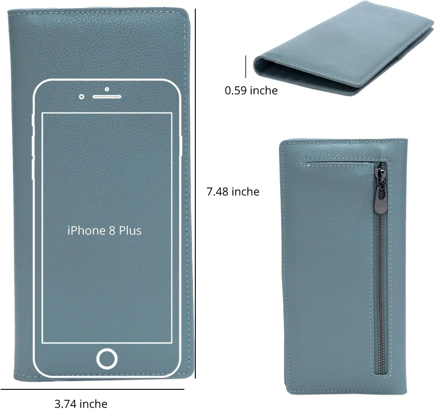 Bveyzi Ultra Slim Thin Leather RFID Blocking Credit Card Holder Bifold Clutch Wallets for Women