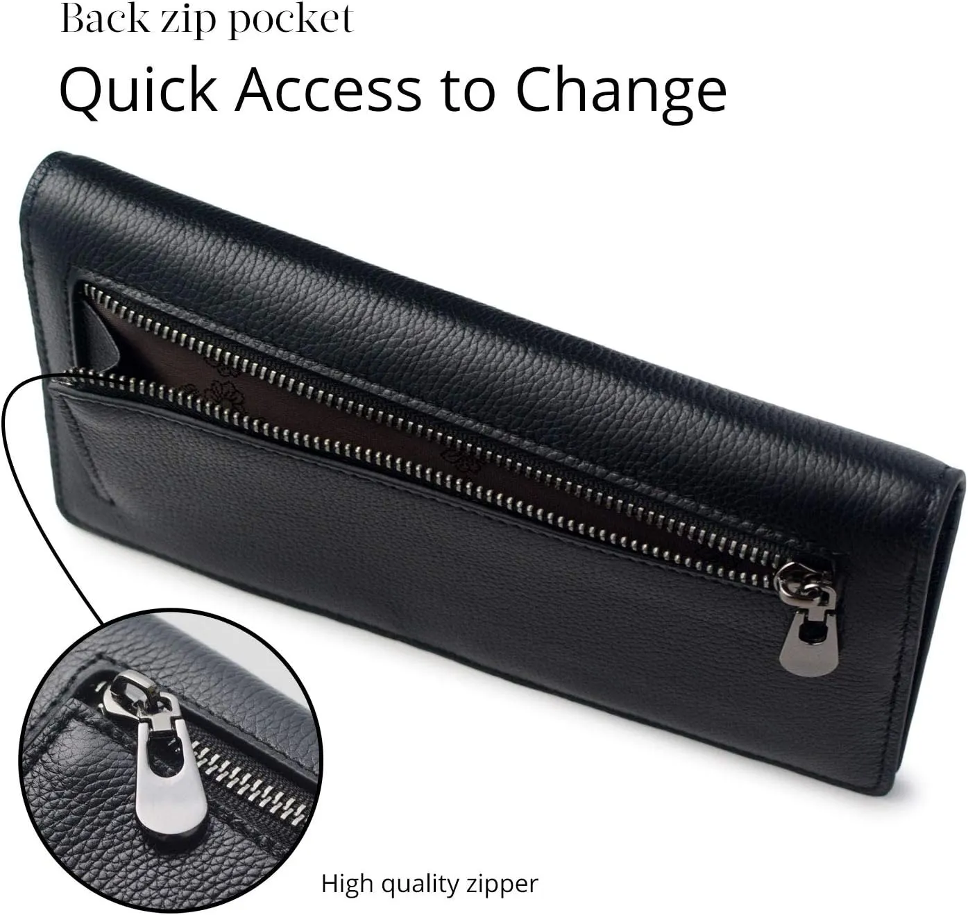 Bveyzi Ultra Slim Thin Leather RFID Blocking Credit Card Holder Bifold Clutch Wallets for Women