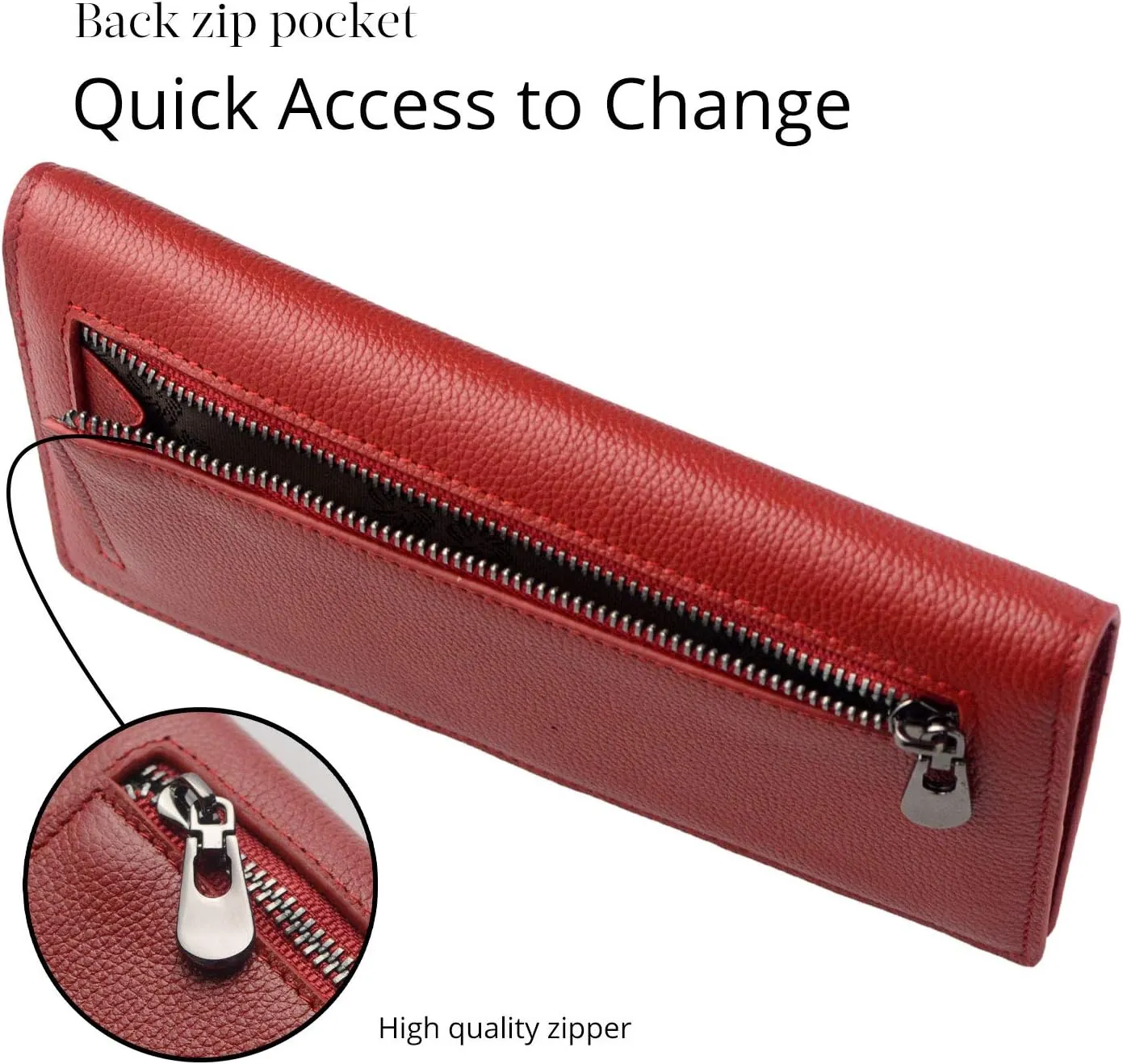 Bveyzi Ultra Slim Thin Leather RFID Blocking Credit Card Holder Bifold Clutch Wallets for Women