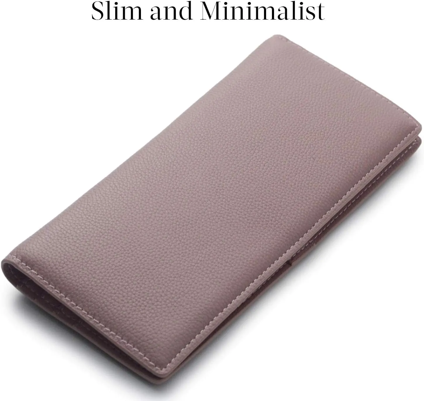 Bveyzi Ultra Slim Thin Leather RFID Blocking Credit Card Holder Bifold Clutch Wallets for Women