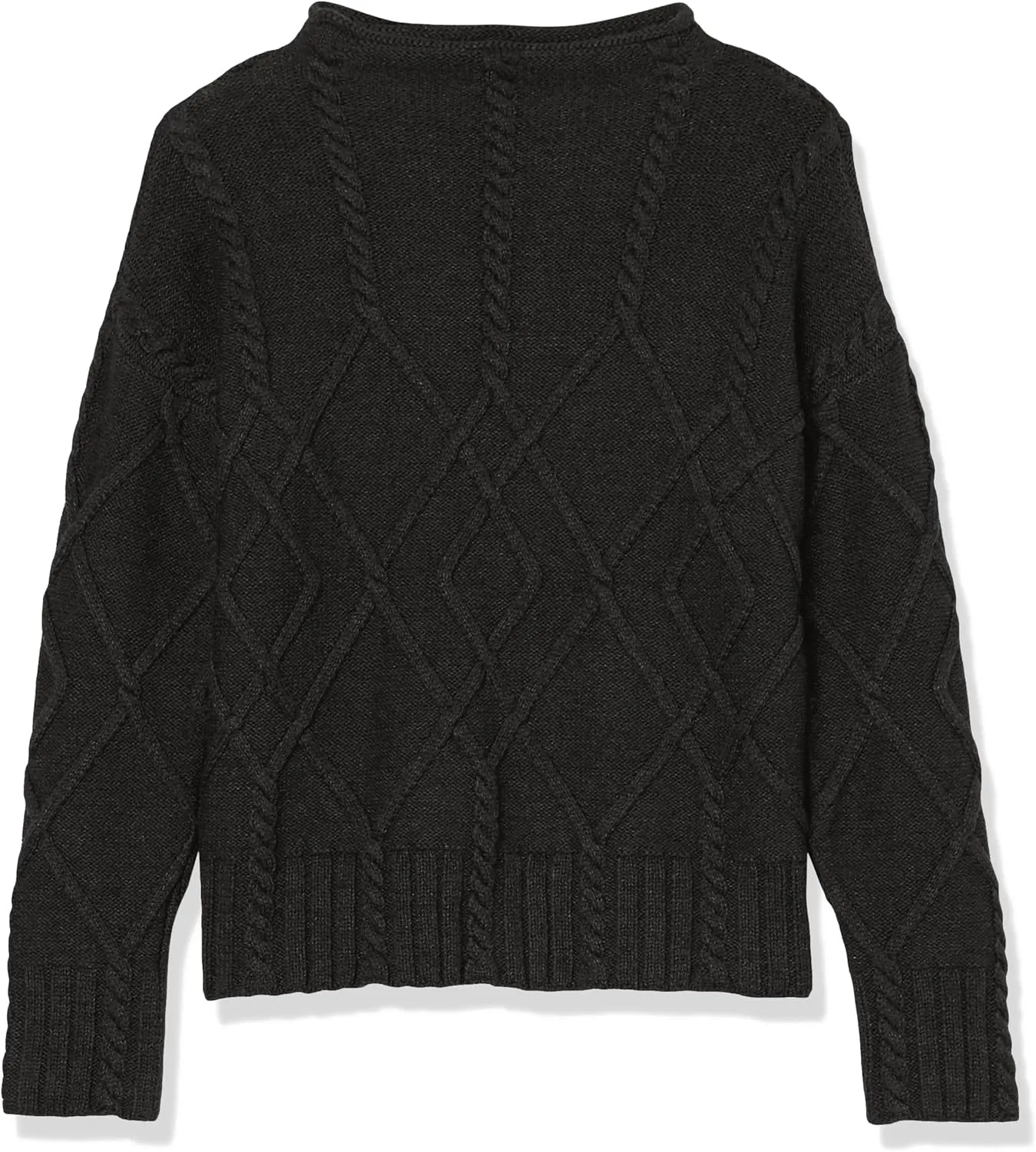Cable Stitch Women's Mock Neck Braided Cable Sweater - Soft Long Sleeve Solid Color Textured Loose Pullover Knit Top