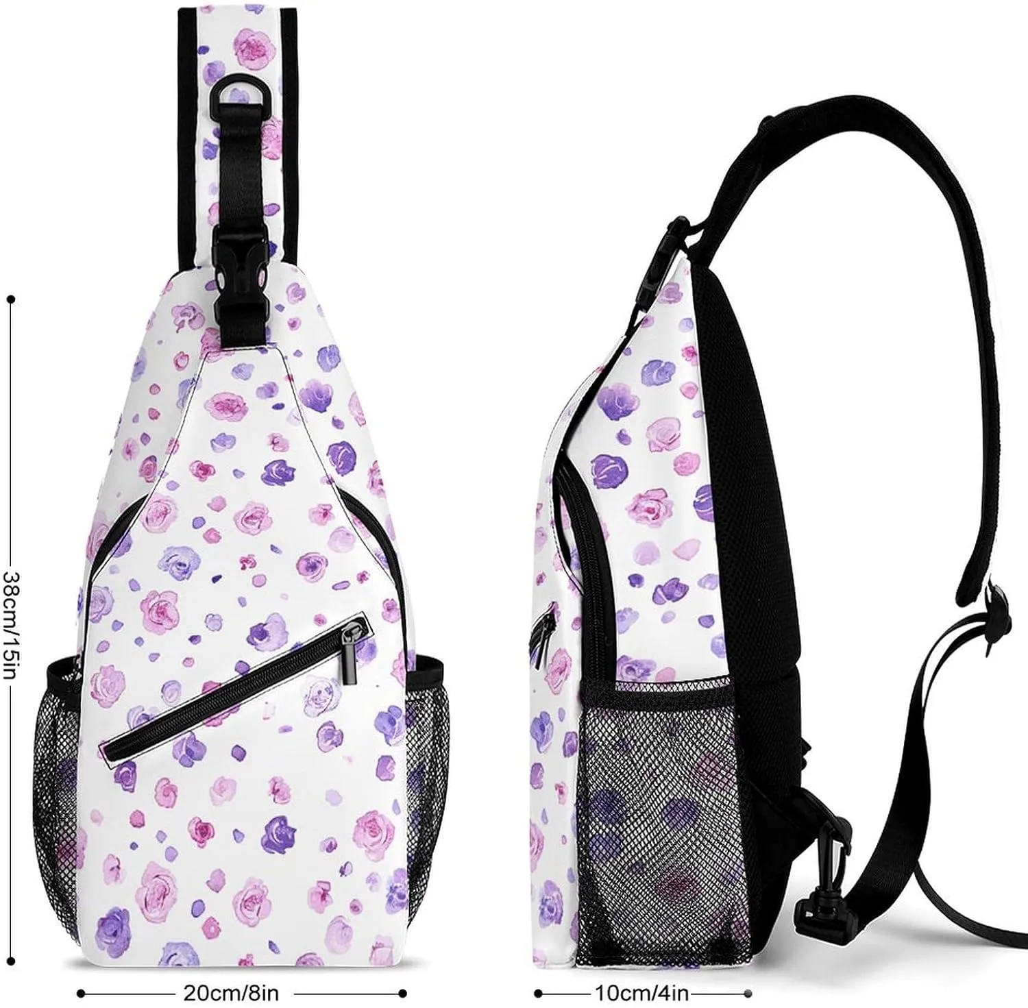 Cactus And Flowers Sling Bag Lightweight Crossbody Chest Pack Travel Shoulder Bag with Adjustable Strap