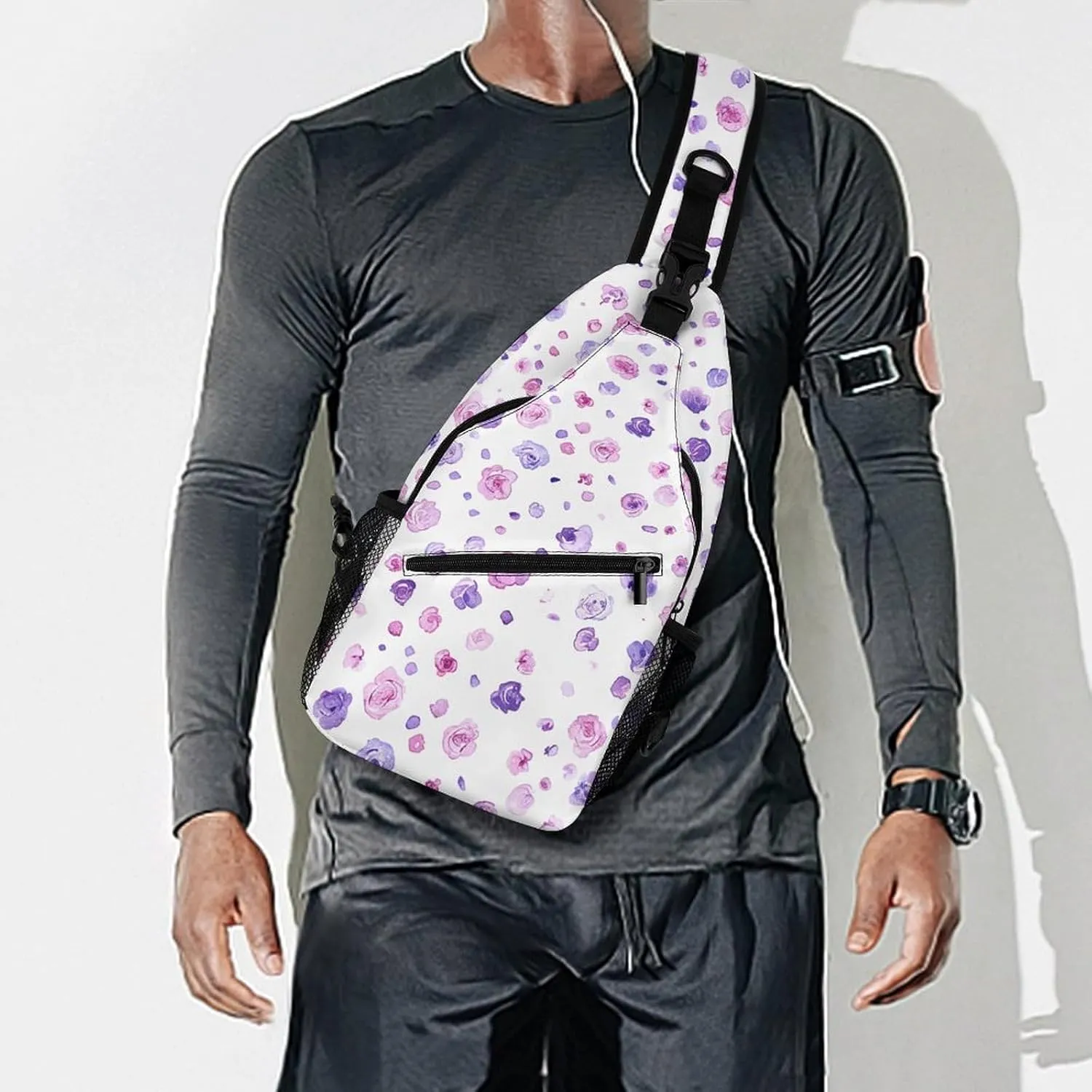 Cactus And Flowers Sling Bag Lightweight Crossbody Chest Pack Travel Shoulder Bag with Adjustable Strap