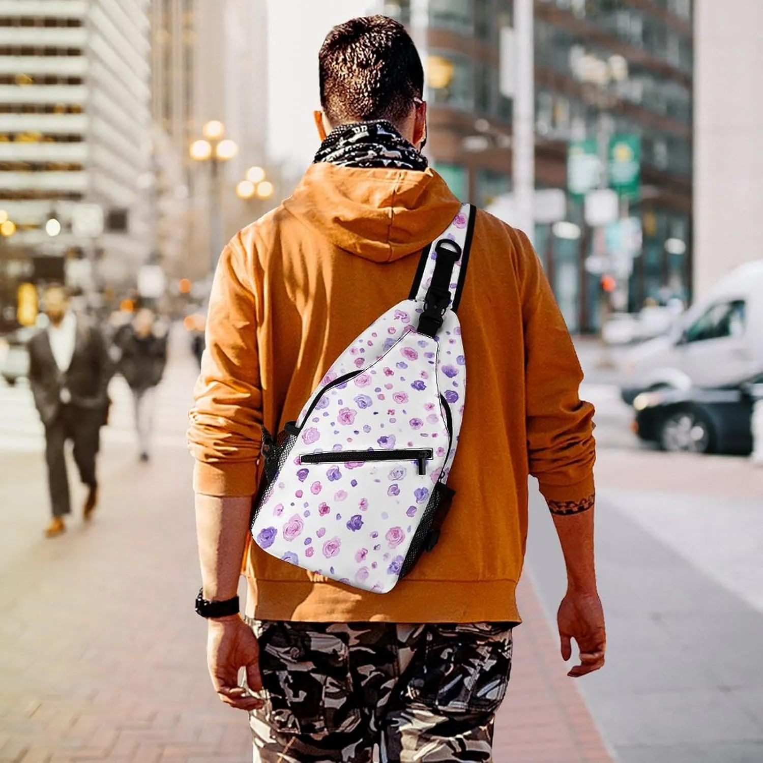 Cactus And Flowers Sling Bag Lightweight Crossbody Chest Pack Travel Shoulder Bag with Adjustable Strap