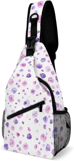 Cactus And Flowers Sling Bag Lightweight Crossbody Chest Pack Travel Shoulder Bag with Adjustable Strap