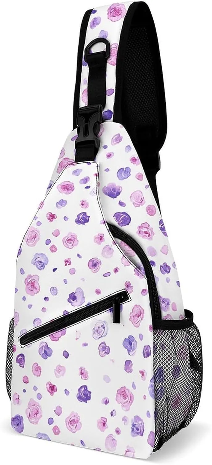 Cactus And Flowers Sling Bag Lightweight Crossbody Chest Pack Travel Shoulder Bag with Adjustable Strap