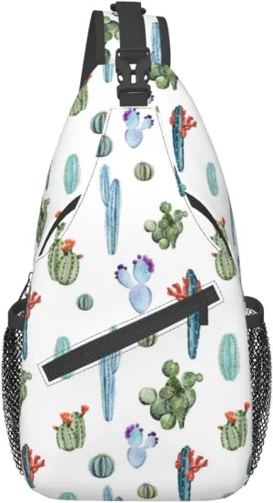 Cactus Shoulder Bag Cute Sling Backpack Daypack Casual Backpack Hiking Bag Plants Backpack Bag